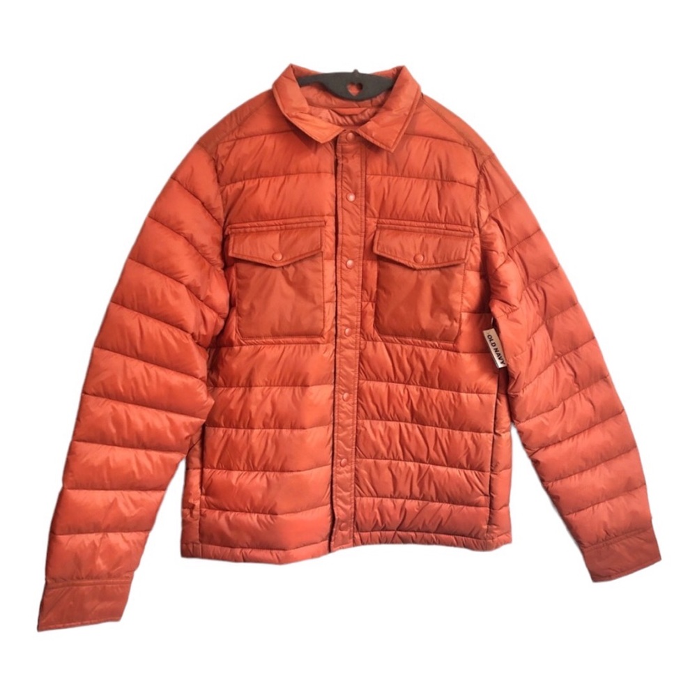 NWT Men’s Puffer Jacket / Shacket - Lightweight - Orange - Old Navy Sz Small